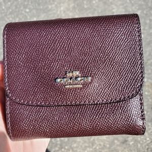 Coach Small Trifold Snap Leather Wallet